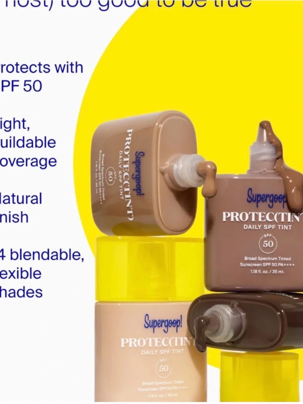 Supergoop! Protect(Tint) Daily SPF 50 - White Box with Yellow Accent